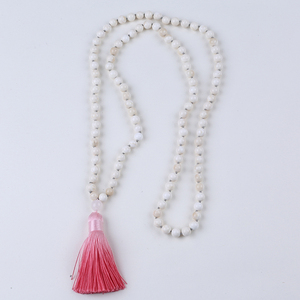 Collana con nappine di <span class=keywords><strong>Mala</strong></span> 108 con nappe e nappe con perline di pietra annodate a mano - Product Image 5