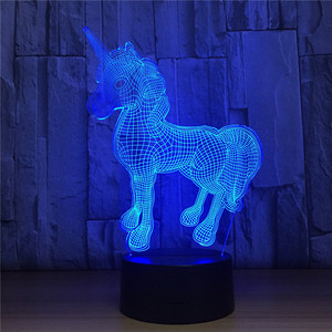 Gran oferta de luz nocturna de unicornio 3D para niños, 7 colores, <span class=keywords><strong>sensor</strong></span> táctil, cargador USB, lámpara de escritorio de mesa LED para regalo de Navidad, decoración de habitación - Product Image 4