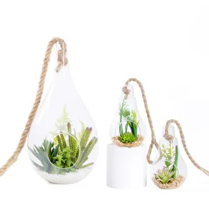 BF 새로운 디자인 도매 놀라운 실내 가정 정원 장식 매달려 인공 식물 다육 식물 전구 냄비에 판매 인공 식물