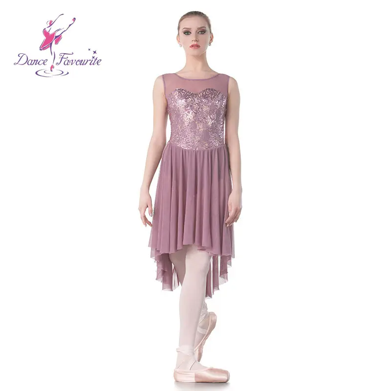 Purple grape color sequin lace lyrical dress for child and adult contemporary dancing costumes 18418