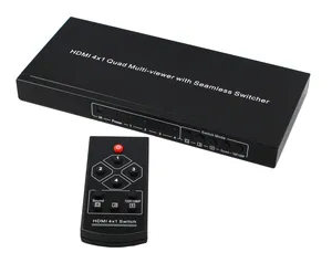 Pengalih HDMI multiviewer, sakelar HDMI Quad multiviewer HDMI 4x1 dengan saklar tanpa kelim