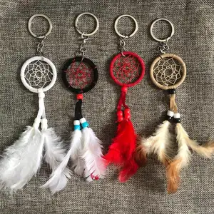 promotional craft feather dream catcher keyring, simple dream keychain