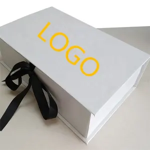 Bán Buôn Custom Logo Tông Giấy Giày/Quần Áo/T-shirt Bao Bì Hộp Quà Tặng Với Ribbon Đóng Cửa