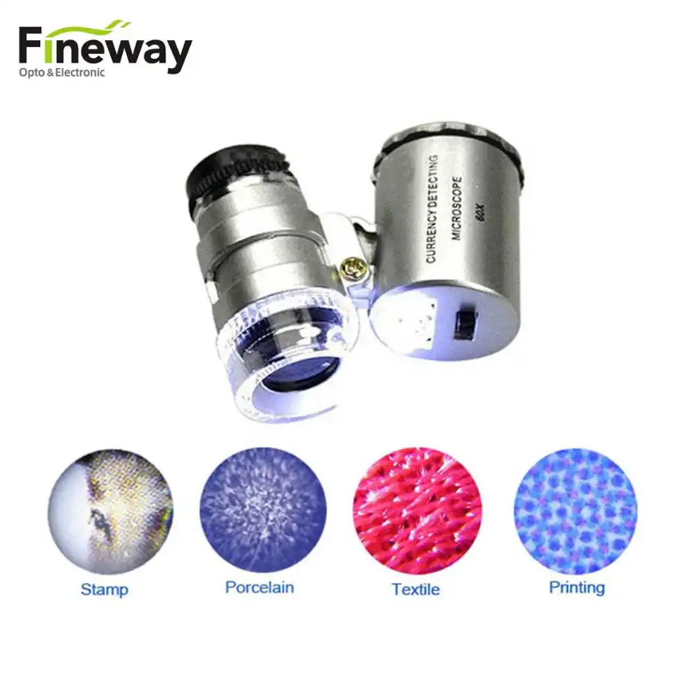 FW9882 60X Juwelier Loupe UV Valuta Detector Compacte Draagbare Vergrootglas Eye Lens met Verlichte LED Licht