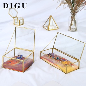 DIGU di alta qualità gioielli di medie dimensioni Golden <span class=keywords><strong>trasparente</strong></span> Teinket scatola geometrica <span class=keywords><strong>trasparente</strong></span> per il trucco in vetro - Product Image 4