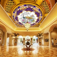Peacock Round Ceiling 3D Zenith Mural Lobby Mural London Wallpaper Heat Proof Wallpaper Metallic Wallpaper Border