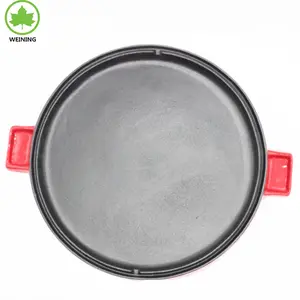 Round Cast Iron Enamel Griddle with Handle