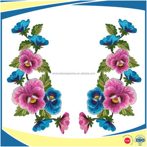 การออกแบบปักดอกโบตั๋นเหล็กบนแพทช์เย็บปักถักร้อย - Product Image 4