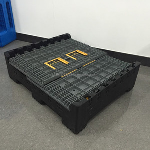 Gri ağır hizmet tipi katlanabilir plastik istifleme katlanır palet Tank kutusu - Product Image 5