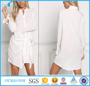 2017 Alibaba personnalisé blanc robe d'été du cou un collier asymétrique ourlet robe chasuble femmes