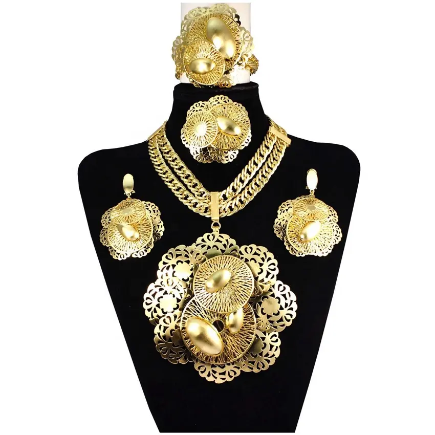 Yuminglai Brazilian Gold Jewelry High Class Jewelry Huge Jewelry Sets for Women fhk6371
