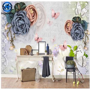 Şam 5d duvar kağıdı tasarımları çiçek desen büyük hd 8d etkisi çin ucuz fiyat toptan
