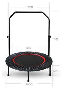 Mini trampolines pliables robustes avec cadre en acier épais, base à 6 pieds en mousse PVC, filet de protection et poignée, équipement de fitness pour le saut - Product Image 2