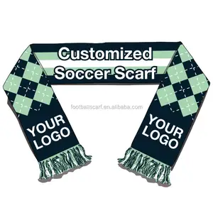 Low Minimum Order Quantity Good Quality 100% Acrylic Double Sides Knitted Jacquard Sports Fan Cheering Custom Soccer Scarf