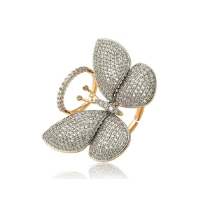 15827 Xuping Pave Synthetic Gemstone Environmental Copper Butterfly Design Luxury Ring