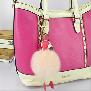 Yongze conejo bola llavero con el oído piel monstruo peludo llavero flamenco pompom bolso Faux fur furry Ball llaveros mujer - Product Image 1