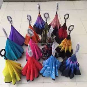 Parapluie double épaisseur inversée en forme de C, impression personnalisée, tendance pour le marché du brésil