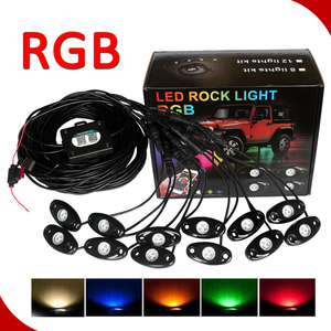 RGB APP araba <span class=keywords><strong>Led</strong></span> kaya lamba 9-36V <span class=keywords><strong>Led</strong></span> Underglow 4/6/8/12 bakla kaya işıkları için Offroad kamyoneti - Product Image 3