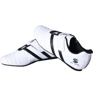 Sample free shipping Taekwondo shoes made of PU Leather White Black Rubber sole