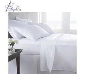 Star-Rating Hotel Bed Linen, Plain Hotel Bedding Set Làm Bằng 200TC Trắng Đồng Bằng Percale Vải