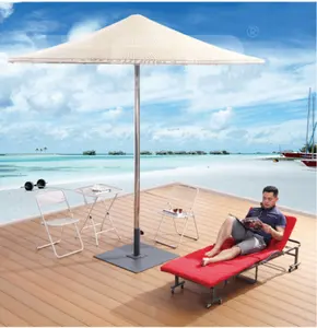 Hot sale inexpensive outdoor sun decorative beach pool iron base stianless-steel rattan umbrella