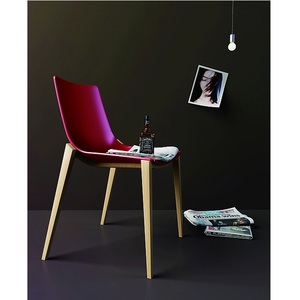Modern Wood Leg Office pp Shell <strong>Orange</strong> <strong>Dining</strong> <strong>Chair</strong> for Restaurant Use - Product Image 6