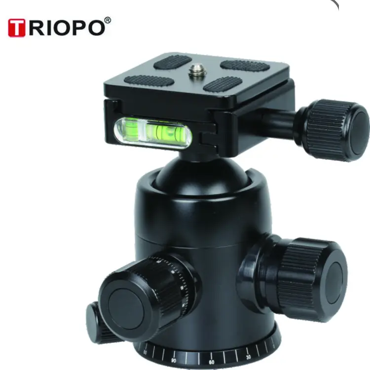 TRIOPO Professional Metal 360 Degree Rotating Panoramic Ball Head with 1/4 inch Quick Shoe Plate for manfrotto tripod