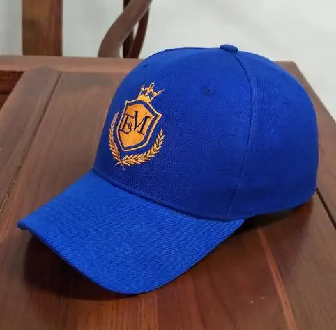 Customized Logo Embroidered 100% Cotton Blue 6 Panels Promotional Baseball Cap
