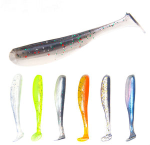 10 unids/set de goma realista suave T de cola gusano Señuelos de Pesca cebo con <span class=keywords><strong>copos</strong></span> de pesca - Product Image 1