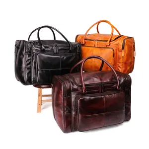 designer latest arrival unisex luxury soft genuine cowhide leather durable tote handbag travel duffel bag