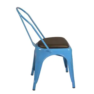 Factory lowest price metal dining chair with removable cushion seat