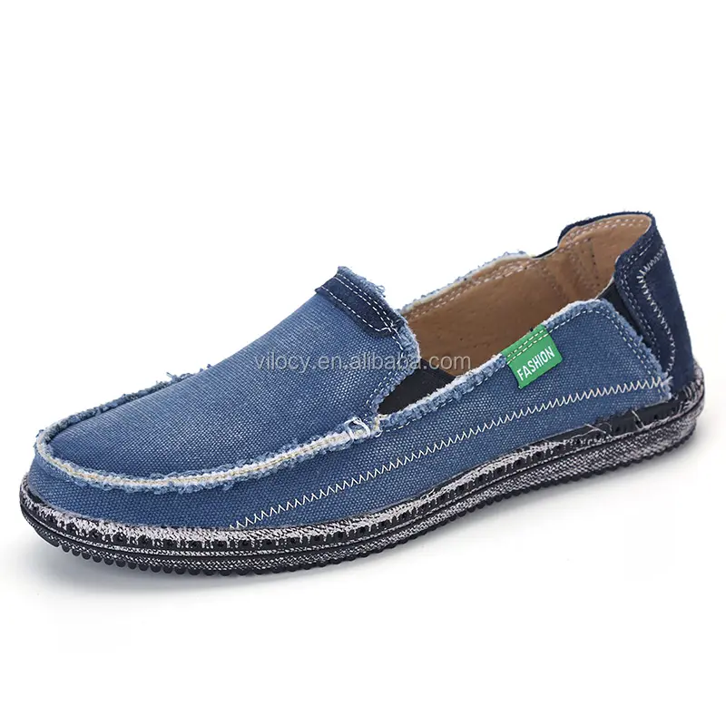 Customize Logo Canvas Driving Loafers Flat Slip-on Canvas Comfortable Casual Shoes Men Walking Shoes