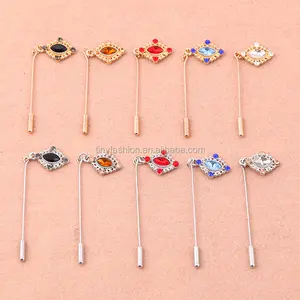 Đồ Trang Sức Nhà Máy Tùy Chỉnh Thiết Kế Hồi Giáo Đầy Màu Sắc Rhinestone Hình Thoi Pha Lê Hijab An Toàn Pin Kim Loại Scarf Clip Bán Buôn