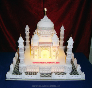 Réplique du Taj Mahal en marbre blanc incrusté, cadeau de la Saint-Valentin - Product Image 1
