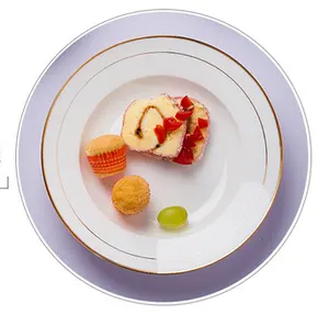 Porcellana Super-white servizio di piatti, piatti con bordo in oro bianco piatto di ceramica.