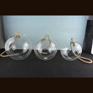 Globe <span class=keywords><strong>en</strong></span> <span class=keywords><strong>verre</strong></span> <span class=keywords><strong>pour</strong></span> plantes aériennes suspendues avec corde <span class=keywords><strong>en</strong></span> jute - Product Image 6