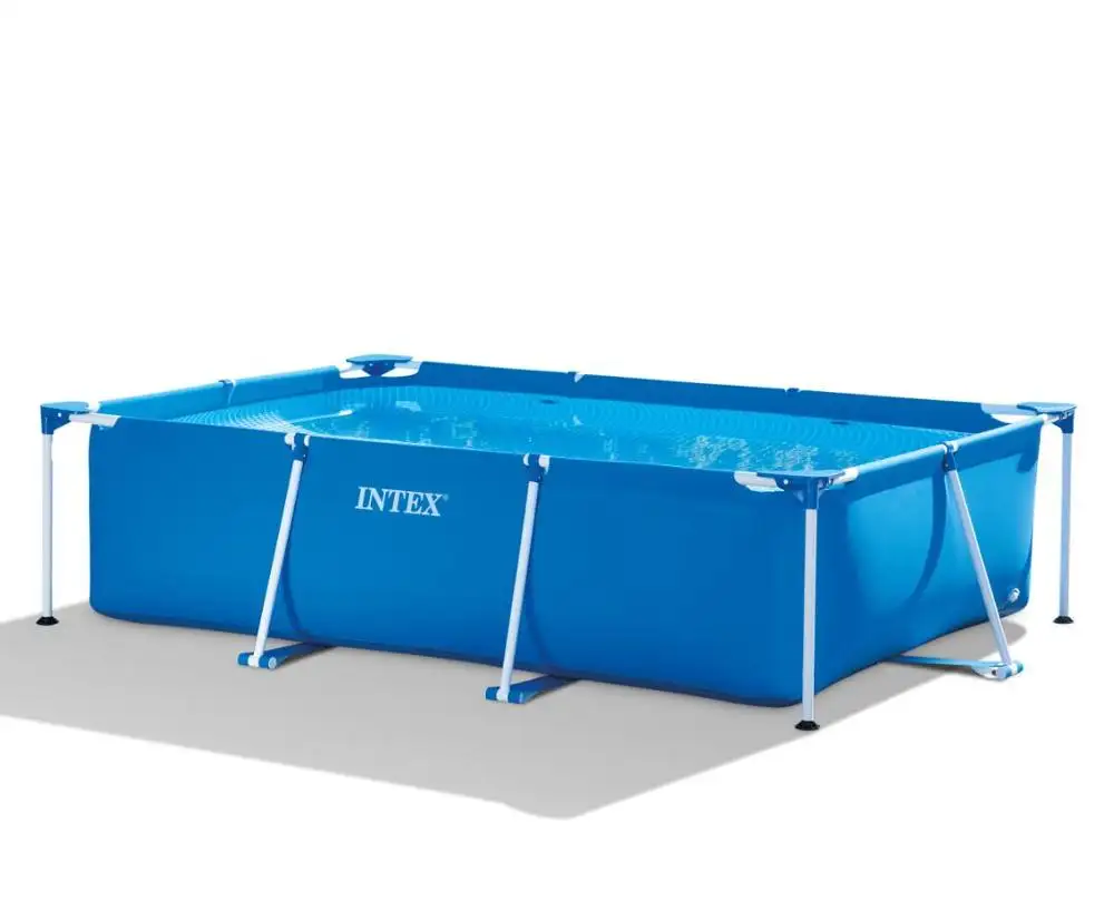 Intex-piscina al aire libre familiar, 28272 PVC, marco de Metal Rectangular, sobre el suelo