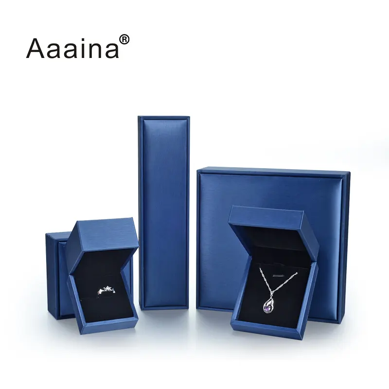 Necklace Pendant Box Blue Gift Packing Box for Jewelry with Logo