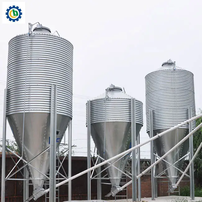 Aves domésticas fazenda galinha alimentação silo 50 toneladas com folha de aço galvanizado quente