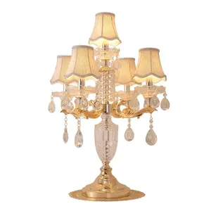 Simig lighting european classic antique luxury umbrella gold glass crystal wedding bed side chandelier table lamp