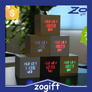 Oficina y escuela de sonido personalizado <span class=keywords><strong>despertador</strong></span>, moderno reloj <span class=keywords><strong>despertador</strong></span> digital, reloj de madera del LED - Product Image 2