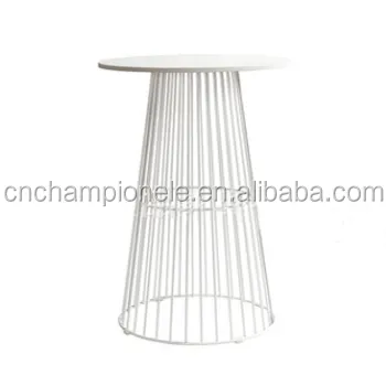 Tavolo da Cocktail bianco con filo bianco tavolo tondo da Bar in metallo con rivestimento in polvere di ferro moderno mobili commerciali tavolo da Bar in legno