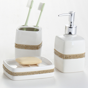 Recycled Ceramic <strong>Bathroom</strong> <strong>Accessories</strong> <strong>Set</strong> Crystal Luxe Collection Sustainable <strong>White</strong> Bath Decor Wholesale | YST Ceramics Factory - Product Image 2