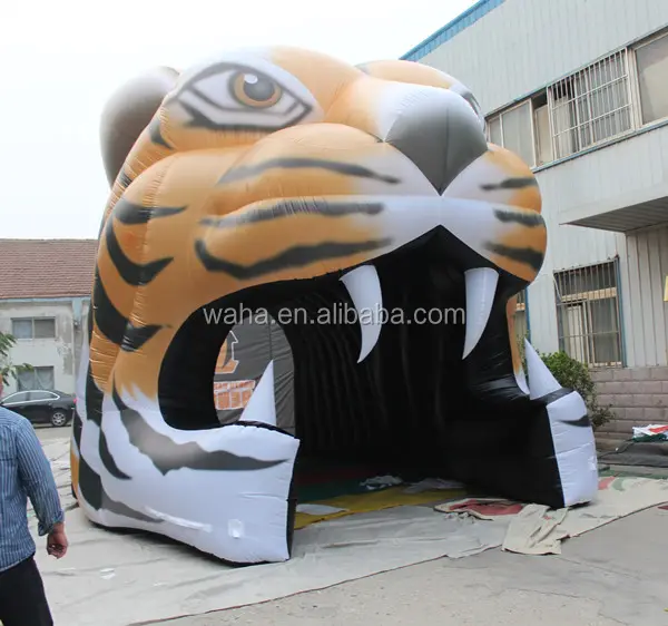 Inflatable กีฬาฟุตบอล Tiger Mascot อุโมงค์สำหรับกีฬา