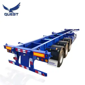 QUEST 2 3 Achsen 20ft 40ft Versand Container Transport Schwanenhals Skelett Container Chassis Semi Truck Trailer