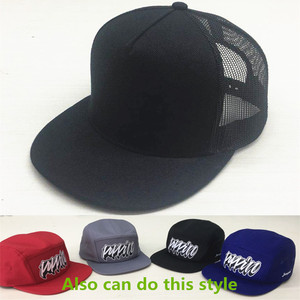 100% Polyester Acrylic Phía Trước Vòng Phẳng Rim 5 Bảng Điều Chỉnh Tất Cả Các Màu Đen Trống Snap Trở Lại Lưới Trucker Hat Snapback Hat - Product Image 2