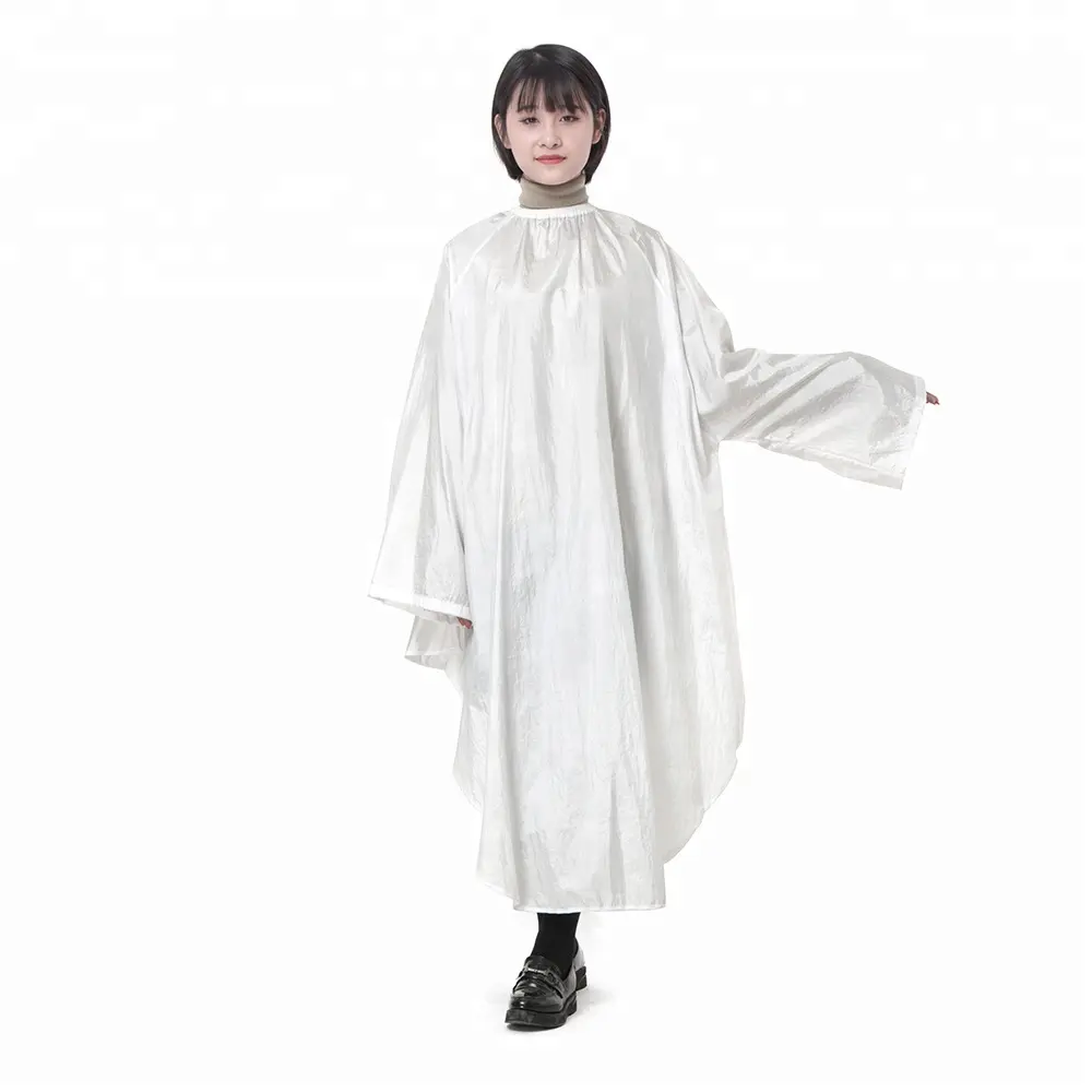 White Hair Beauty Salon Hairdresser Cape Barber Dressing Hair Cutting Cape With Sleeves