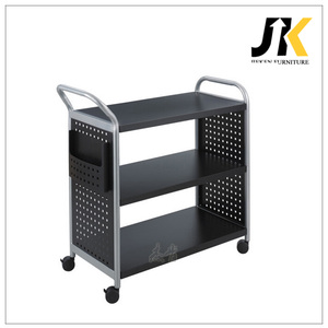 Rak tingkat bergerak bergerak keranjang buku layanan logam dengan 4 roda - Product Image 4
