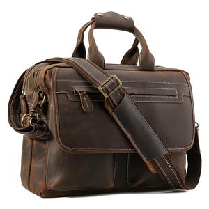 Rétro Exécutif Fou <span class=keywords><strong>Cheval</strong></span> En Cuir Mallette 14 Pouces Ordinateur Portable Sac D'affaires Personnalisé <span class=keywords><strong>De</strong></span> Qualité Supérieure - Product Image 2