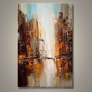 Main <span class=keywords><strong>Paysage</strong></span> <span class=keywords><strong>Urbain</strong></span> Moderne Abstraite <span class=keywords><strong>Peinture</strong></span> À L'huile sur Toile - Product Image 2